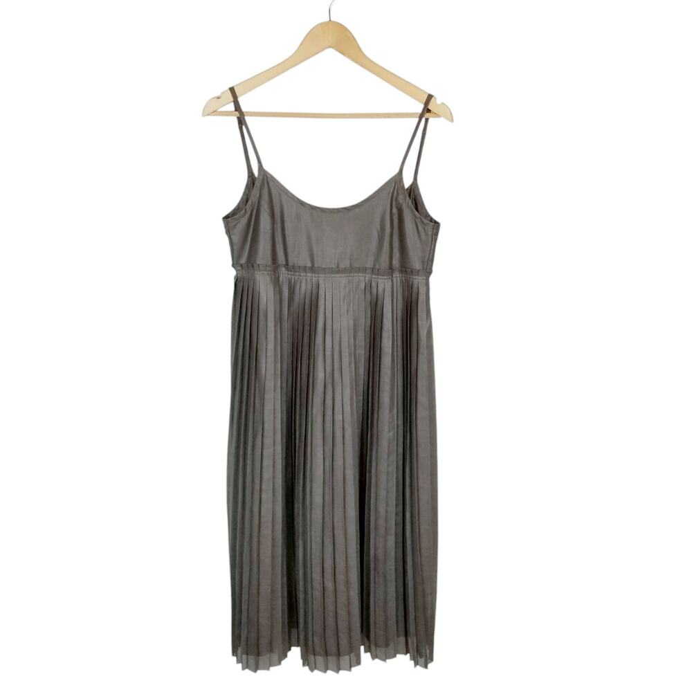 ISDA & CO Women's Gray Pleated Empire Waist Spaghetti Strap Midi Dress Size 2 XS
